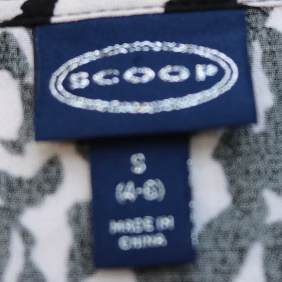 Scoop Black White Animal Print Ruffle Bell Sleeve Rayon Wrap Dress Sz S (4-6) - Picture 8 of 9